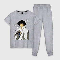 Пижама хлопковая женская Spike из аниме cowboy bebop, цвет: меланж