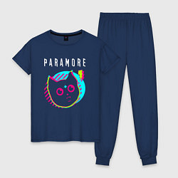 Пижама хлопковая женская Paramore rock star cat, цвет: тёмно-синий