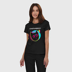 Пижама хлопковая женская Disturbed rock star cat, цвет: черный — фото 2