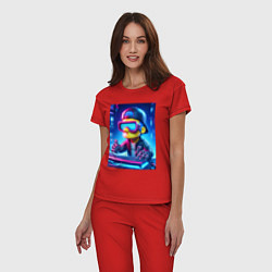 Пижама хлопковая женская Барт Симпсон - киберспорт, цвет: красный — фото 2