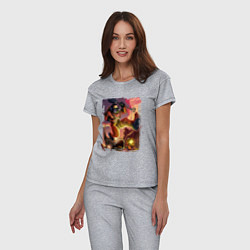 Пижама хлопковая женская Lethal Сompany: Running Fugu, цвет: меланж — фото 2