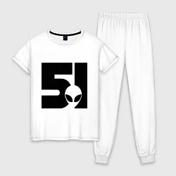 Пижама хлопковая женская Area 51, цвет: белый