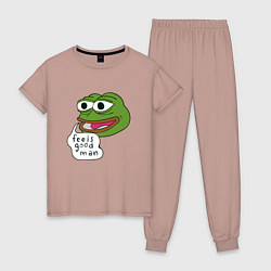 Пижама хлопковая женская Pepe feels good man, цвет: пыльно-розовый