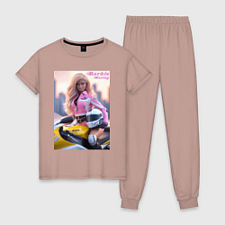 Пижама хлопковая женская Barbie racing - ai art, цвет: пыльно-розовый