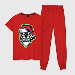 Пижама хлопковая женская Dead Santa, цвет: красный