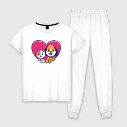 Пижама хлопковая женская Pets friends, цвет: белый