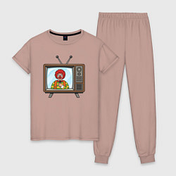 Пижама хлопковая женская Клоунское телевидение, цвет: пыльно-розовый