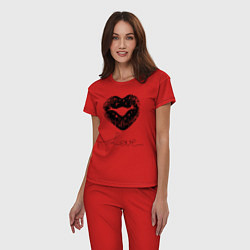 Пижама хлопковая женская Сердце любовь губки, цвет: красный — фото 2