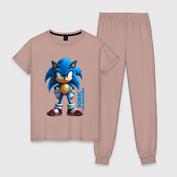 Пижама хлопковая женская Sonic - poster style, цвет: пыльно-розовый