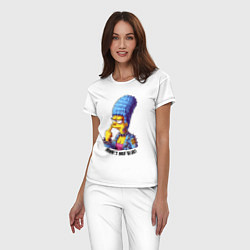 Пижама хлопковая женская Marge Simpson - punks not dead motto, цвет: белый — фото 2