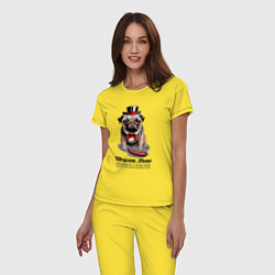 Пижама хлопковая женская Мопс и сарделька, цвет: желтый — фото 2