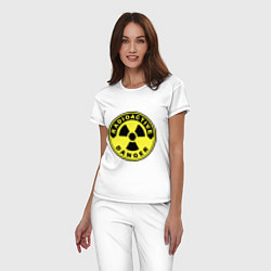 Пижама хлопковая женская Danger radiation sign, цвет: белый — фото 2