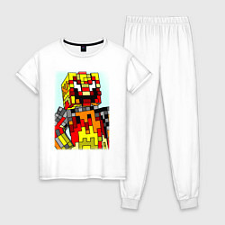 Пижама хлопковая женская Desondra2024 In Minecraft, цвет: белый