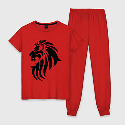 Пижама хлопковая женская Лев тату, цвет: красный