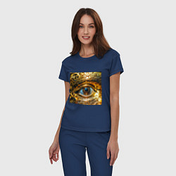 Пижама хлопковая женская Золотой глаз металлический в стиле стимпанк, цвет: тёмно-синий — фото 2