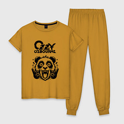 Пижама хлопковая женская Ozzy Osbourne - rock panda, цвет: горчичный