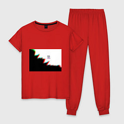 Пижама хлопковая женская GTA glitch текстура вайсити, цвет: красный