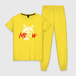 Пижама хлопковая женская Meow kitty, цвет: желтый