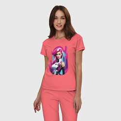 Пижама хлопковая женская Beauty Barbie - ai art, цвет: коралловый — фото 2