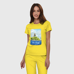 Пижама хлопковая женская Акварель Исаакиевский Собор с надписью Питер - это, цвет: желтый — фото 2