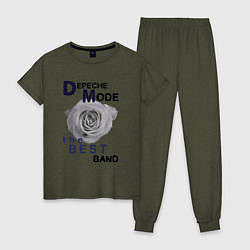 Пижама хлопковая женская Depeche Mode - best of band, цвет: меланж-хаки