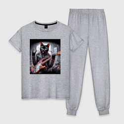 Женская пижама Чёрный котяра рок гитарист