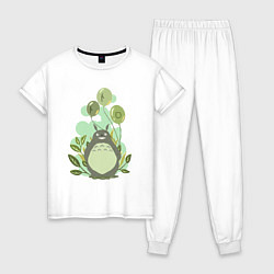 Пижама хлопковая женская Green Totoro, цвет: белый