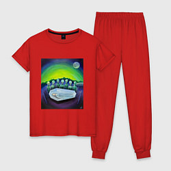 Пижама хлопковая женская Спящая красавица 3000 и Инопланетяне, цвет: красный
