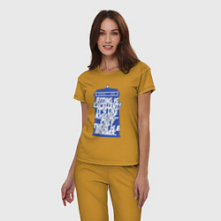 Пижама хлопковая женская Tardis box, цвет: горчичный — фото 2