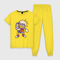 Пижама хлопковая женская Beer is good, цвет: желтый