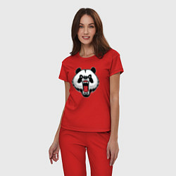 Пижама хлопковая женская Сердитая панда, цвет: красный — фото 2
