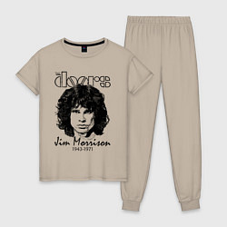 Пижама хлопковая женская The Doors Jim Morrison, цвет: миндальный