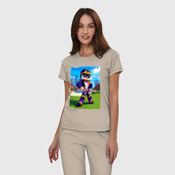 Пижама хлопковая женская Jotaro Kujo and Minecraft - collaboration, цвет: миндальный — фото 2