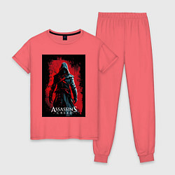 Женская пижама Assassins creed на фоне красной стены