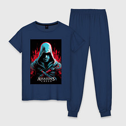 Пижама хлопковая женская Assassins creed классика, цвет: тёмно-синий