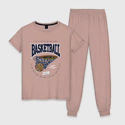 Пижама хлопковая женская Баскетбол Калифорния, цвет: пыльно-розовый
