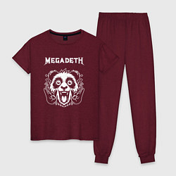 Пижама хлопковая женская Megadeth rock panda, цвет: меланж-бордовый