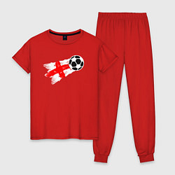 Пижама хлопковая женская Футбол Англии, цвет: красный