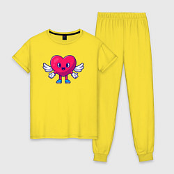 Пижама хлопковая женская Сердечко ангел, цвет: желтый