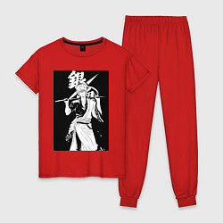 Пижама хлопковая женская Гинтама Самурай, цвет: красный