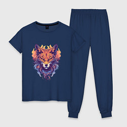 Пижама хлопковая женская Foxs Fiery Head, цвет: тёмно-синий