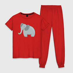 Пижама хлопковая женская Улыбка слона, цвет: красный