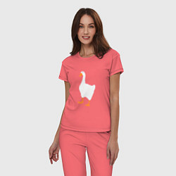Пижама хлопковая женская Untitled goose game honk, цвет: коралловый — фото 2