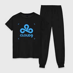 Пижама хлопковая женская Cloud9 - tecnic blue, цвет: черный