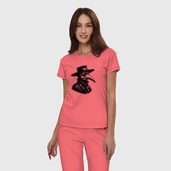 Пижама хлопковая женская Человек в маске чумного доктора, цвет: коралловый — фото 2