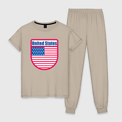 Пижама хлопковая женская United States, цвет: миндальный