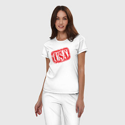 Пижама хлопковая женская Made in USA, цвет: белый — фото 2