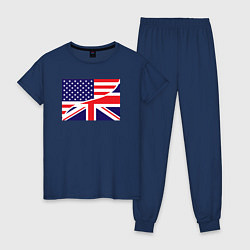 Пижама хлопковая женская США и Великобритания, цвет: тёмно-синий