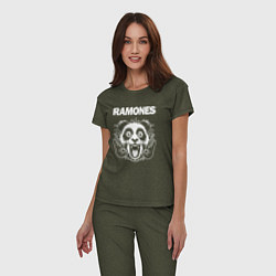 Пижама хлопковая женская Ramones rock panda, цвет: меланж-хаки — фото 2