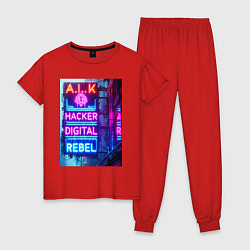 Женская пижама Ai hacker digital rebel - neon glow